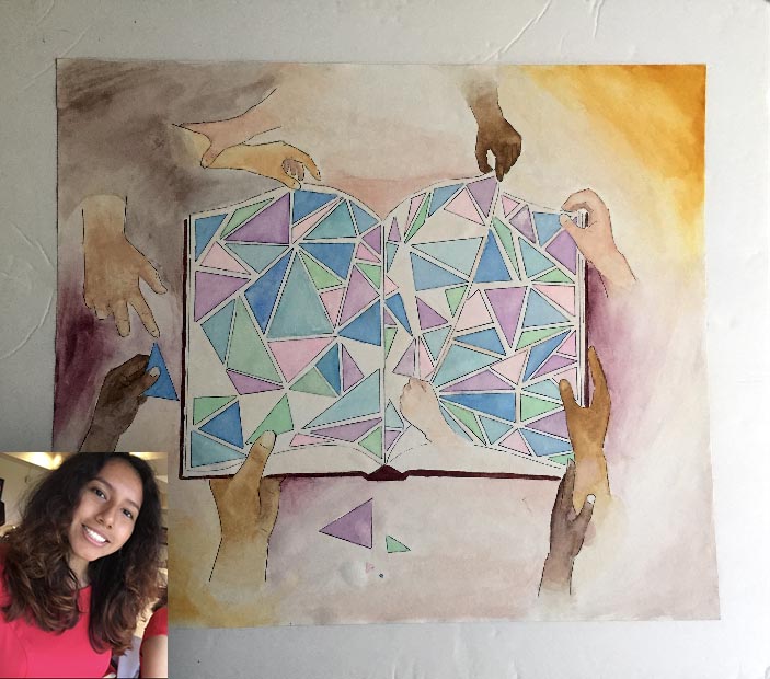 Water color and mug of student artists