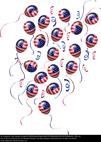 Balloons floating, American flag design