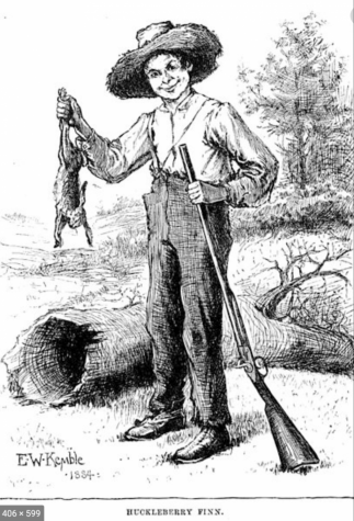 Drawing of Huck Finn from original text