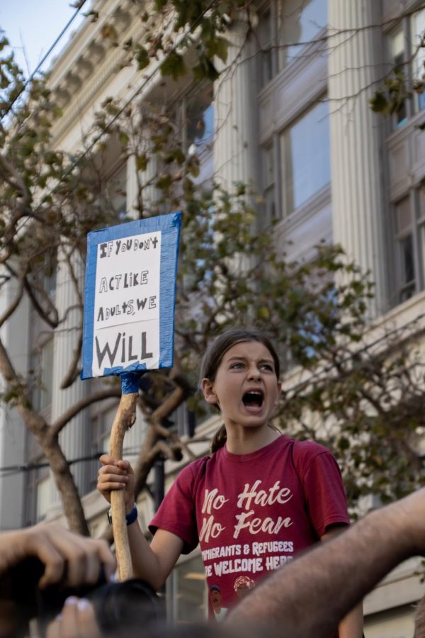 Photo or female student protesting