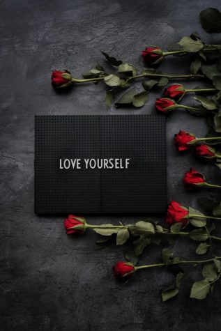 sign, love yourself, with roses