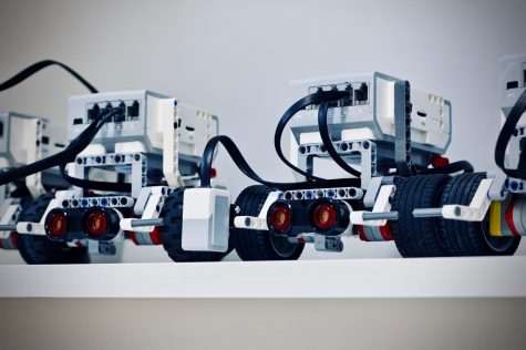 two small, mobile robots