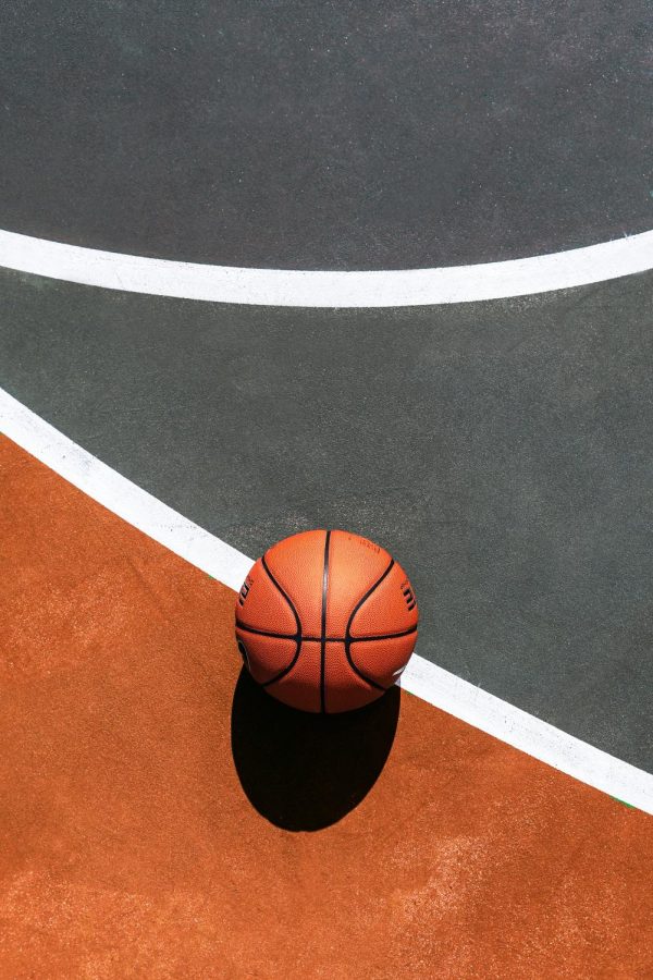 basketball by itself on court