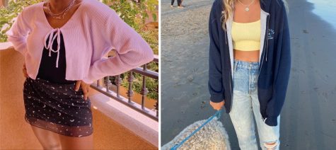 Girls posed to show current fashion looks