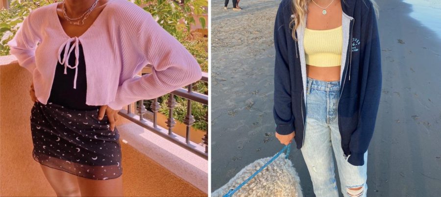 Girls posed to show current fashion looks