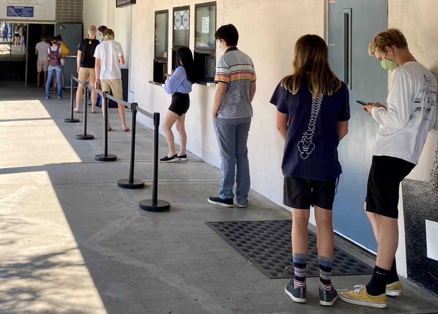 Students in line for textboos