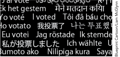 Illustration of multiple languages on ballot