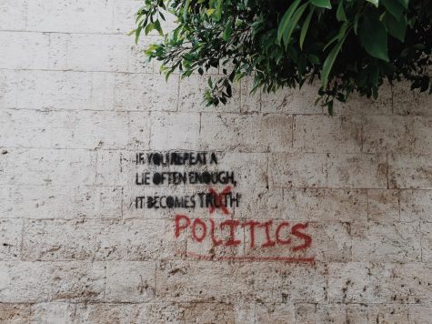 Graffiti sign on politics vs truth