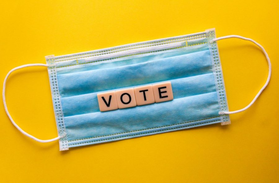 Face mask with vote printed