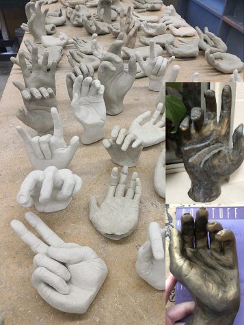 Ceramic artwork of hands