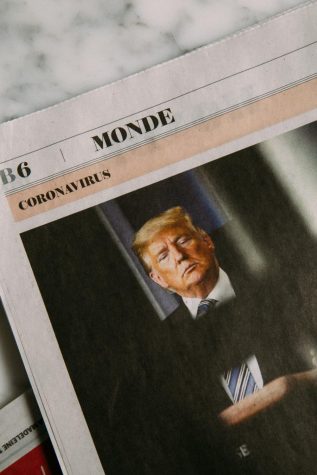 Front page of French newspaper with photo of Donald Trump