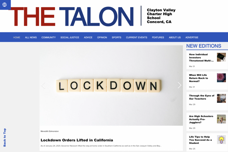 Landing page for Talon online