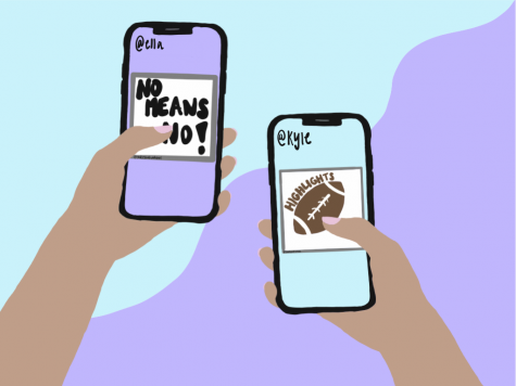 Cartoon of phones saying No means no