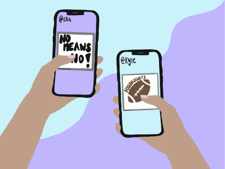 Cartoon of phones saying No means no