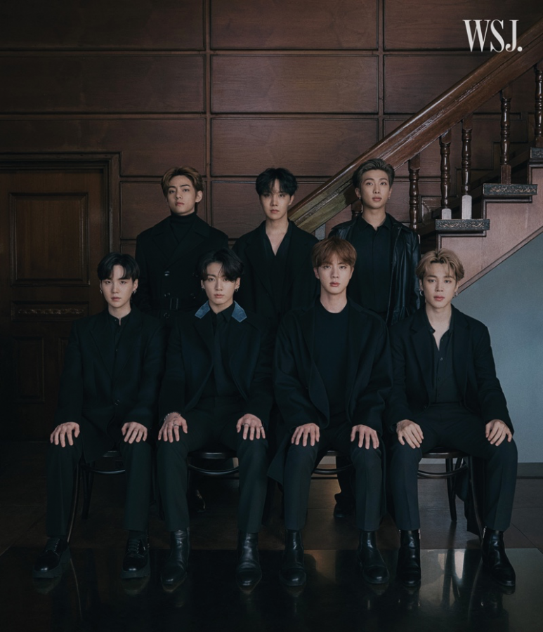 Magazine cover with BTS