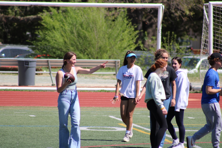 Acalanes powderpuff players practice during lunch for their upcoming tournament.


