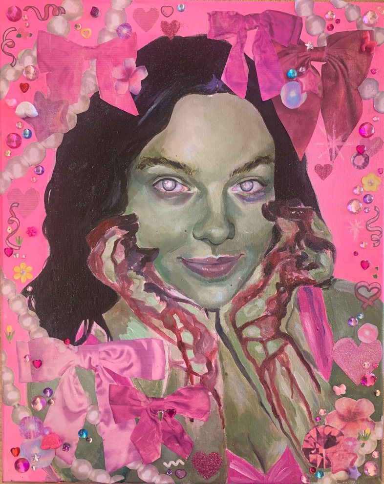 Zombabe is an acrylic painting and 3D collage by College Park student Shealyn Higgins