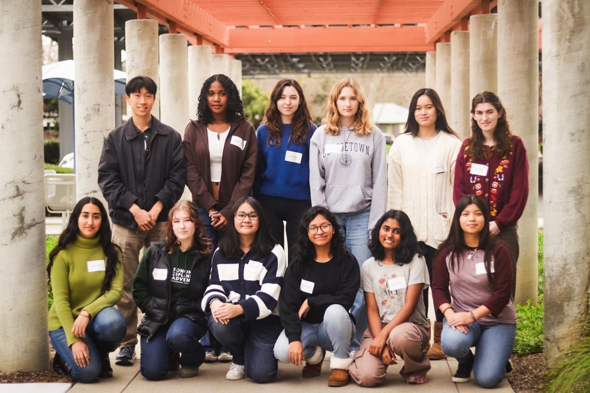 Back row, standing, left to right: Andrew Ma (California HS), Tatiana Sims (Deer Valley HS), Grace Gallacher (Acalanes HS), Anna Messerer (Alhambra HS), 
Sophia Goyena (Dozier-Libbey Medical HS), Bailey Winey (College Park HS). Front row, kneeling, left to right: Loujain Habibi (Liberty HS), Louise Aparicio-Weil (College Park HS), Cassydee Guinto (Pittsburg HS), Emma Mayta Canales (Deer Valley HS), Keerthi Eraniyan (California HS), Wendy Fernandez (Pittsburg HS). 
Not pictured: Haley Chelemedos (Acalanes HS)