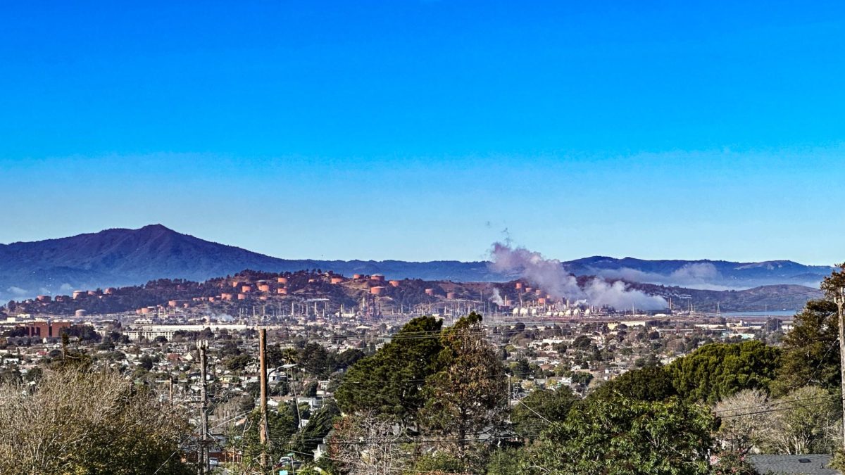Richmond, California, with the Chevron Refinery and Mount Tamalpais in the background. Photo credit: Cary-Bass-Deschenes via Wikicommons.
