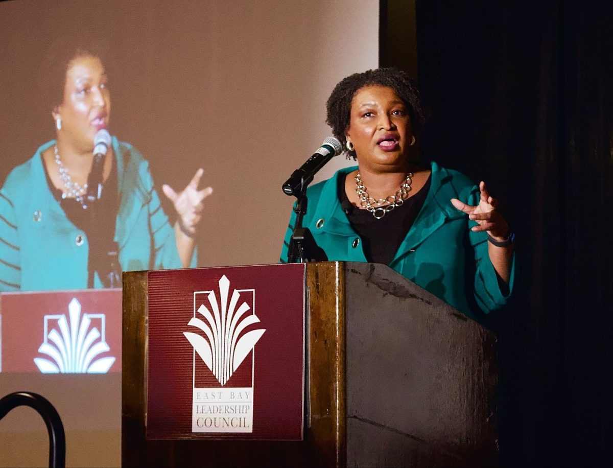 Political leader, business owner and bestselling author Stacey Abrams speaks at the 40th Annual East Bay Leadership Council’s speaker series at the Concord Hilton on Jan. 29. “Civil resistance is hard. There are consequences. Our job is to do risk assessment and figure out how much you can risk,” Abrams said. “But we all have to decide and then go an inch further. If it feels good, it’s not enough.” 