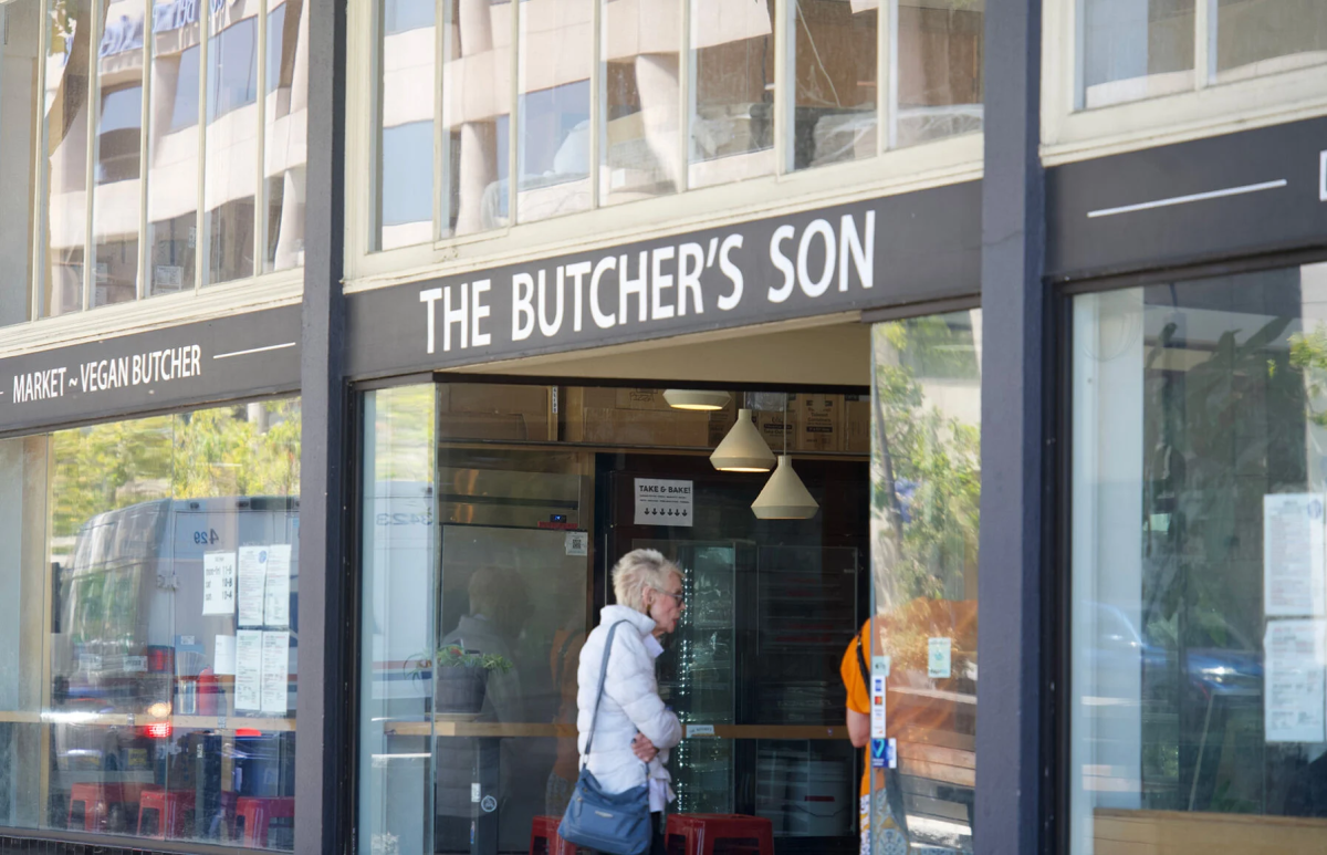 The Butcher’s Son, off of University Avenue in Berkeley, offers a variety of options from gyros to faux steak and fried chicken sandwiches. (Photo by Ella Yang/The Daily Californian)
